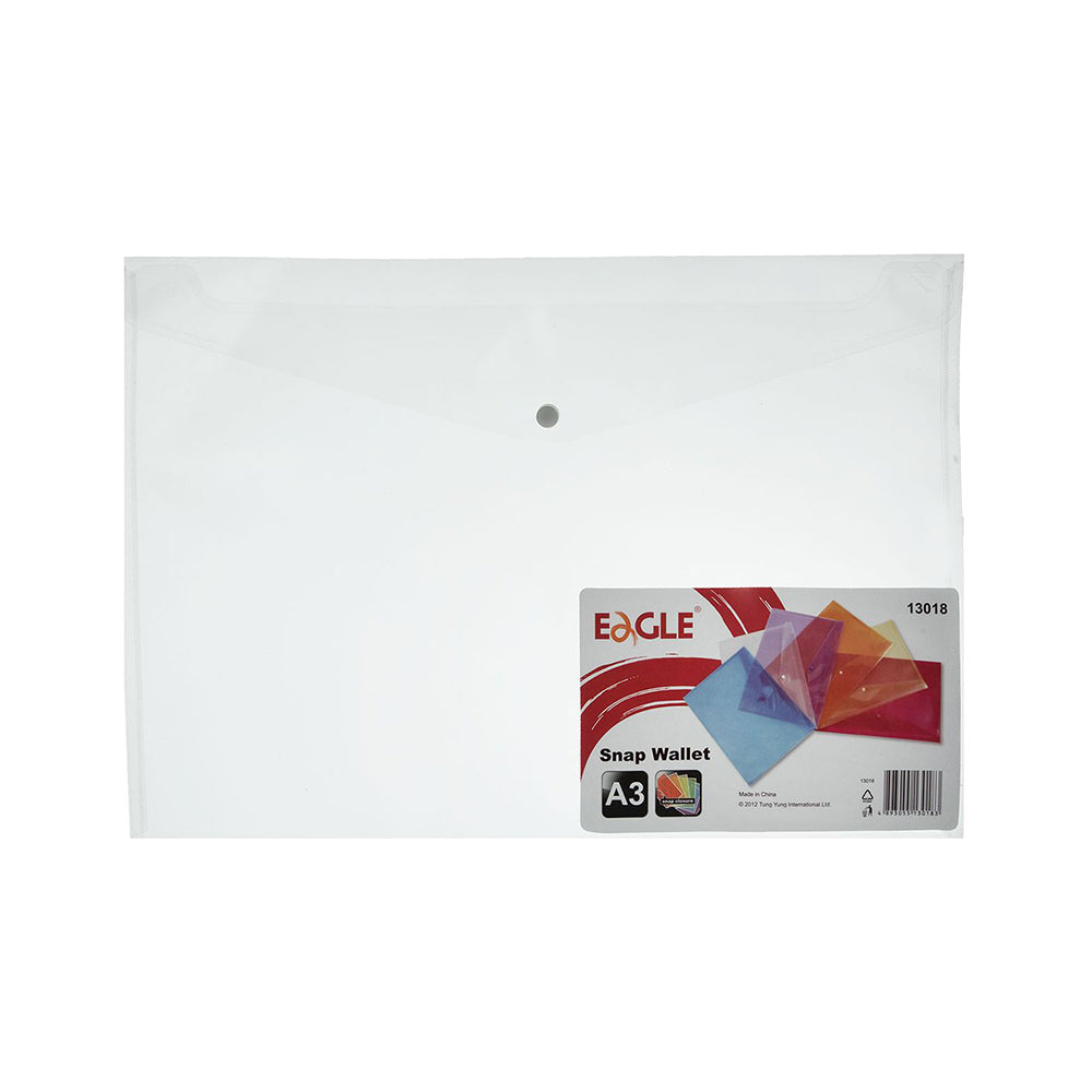 Bolsa Envelope A3 Fecho Botão Transparente Eagle