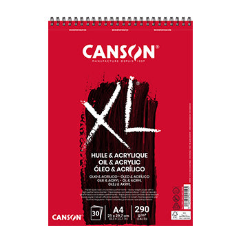 Bloco Espiralado Canson XL Óleo e Acrílico A4 290g 30Fls