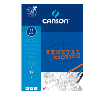Papel Vegetal A3 55g Esquiço Canson Bloco 80Fls