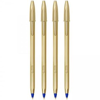 Esferográfica BIC Edição Especial Azul 1mm Dourado 4un