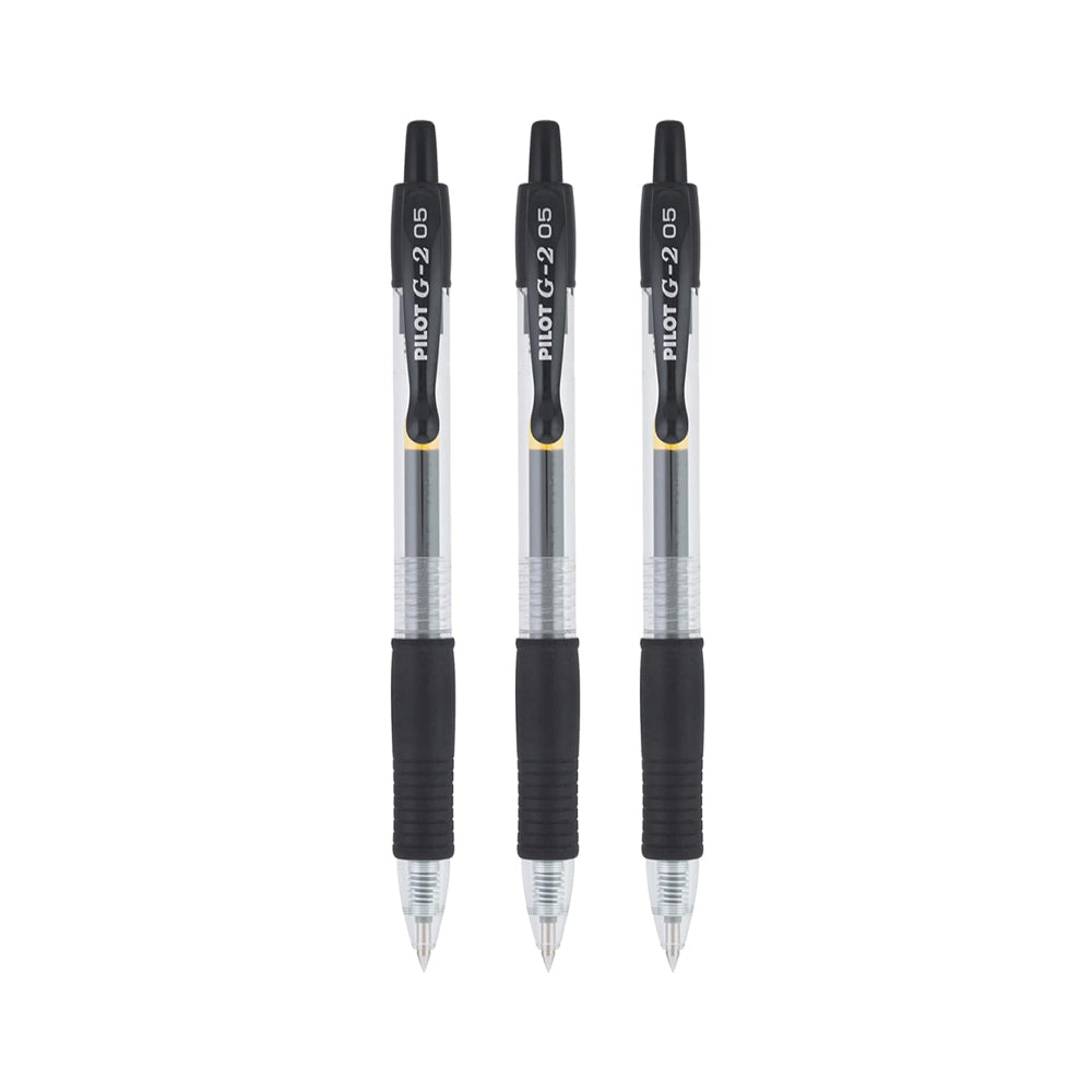 Esferográfica Gel Pilot G-2 Retrátil Preto 0,5mm 3un