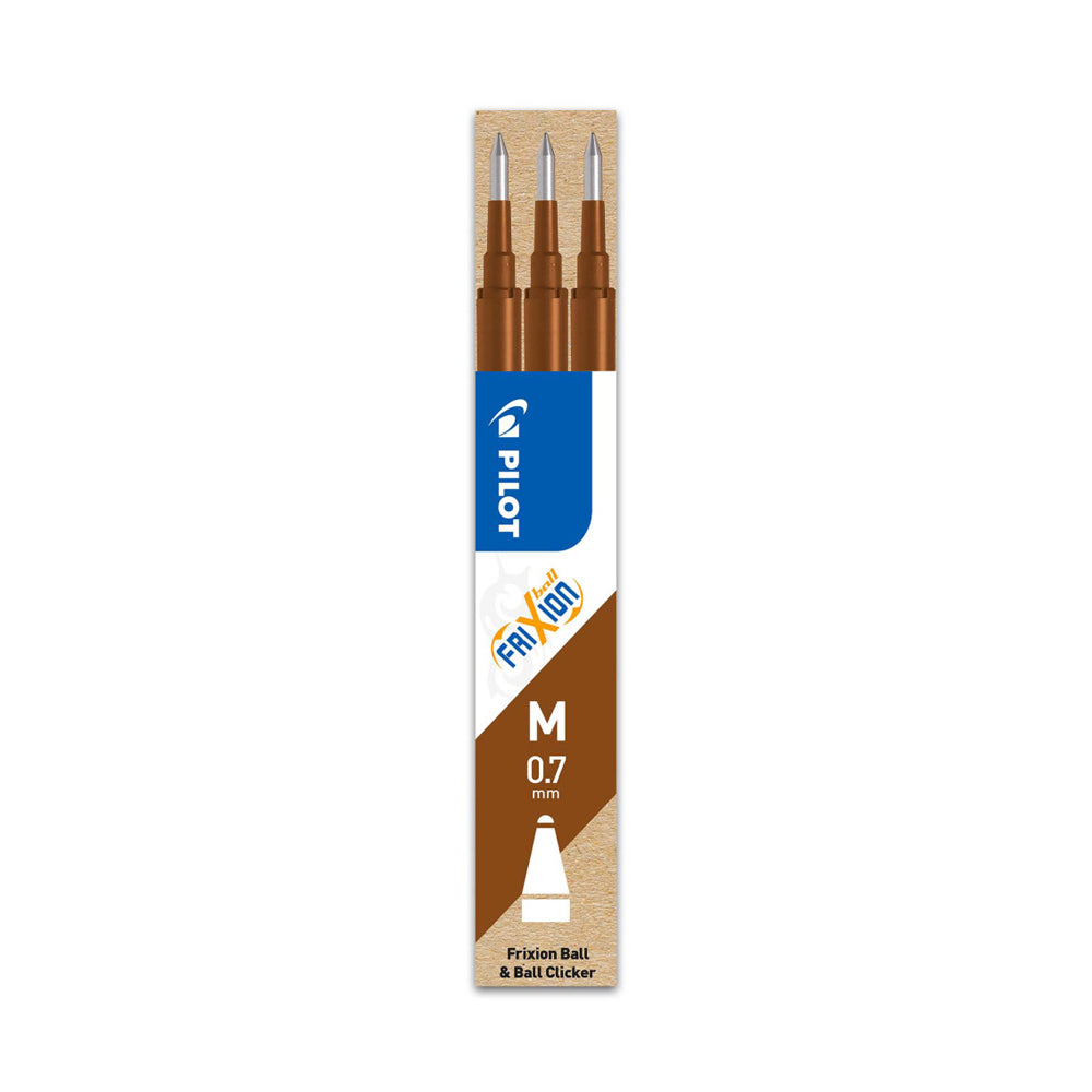 Recarga Gel Pilot Frixion Ball Clicker Castanho 0,7mm 3un