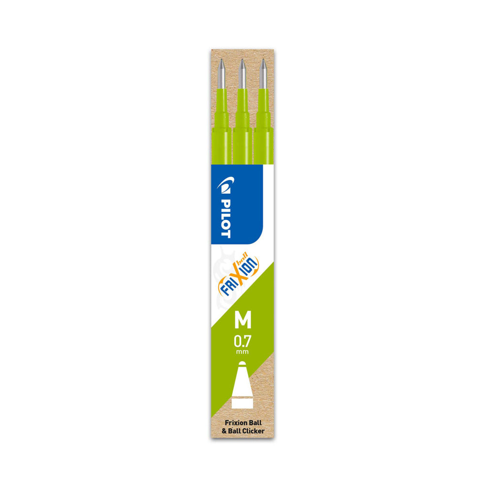 Recarga Gel Pilot Frixion Ball Clicker Verde Lima 0,7mm 3un