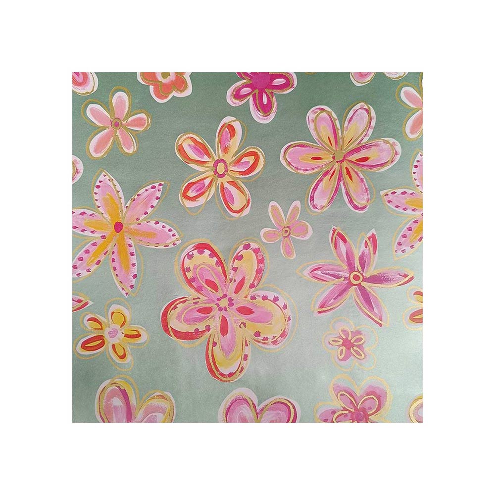 Papel Embrulho 62cmx200m Flores Bobine 7Kg