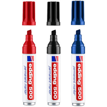 Marcador Permanente Grosso Edding 500 2-7mm 3 Cores 3un