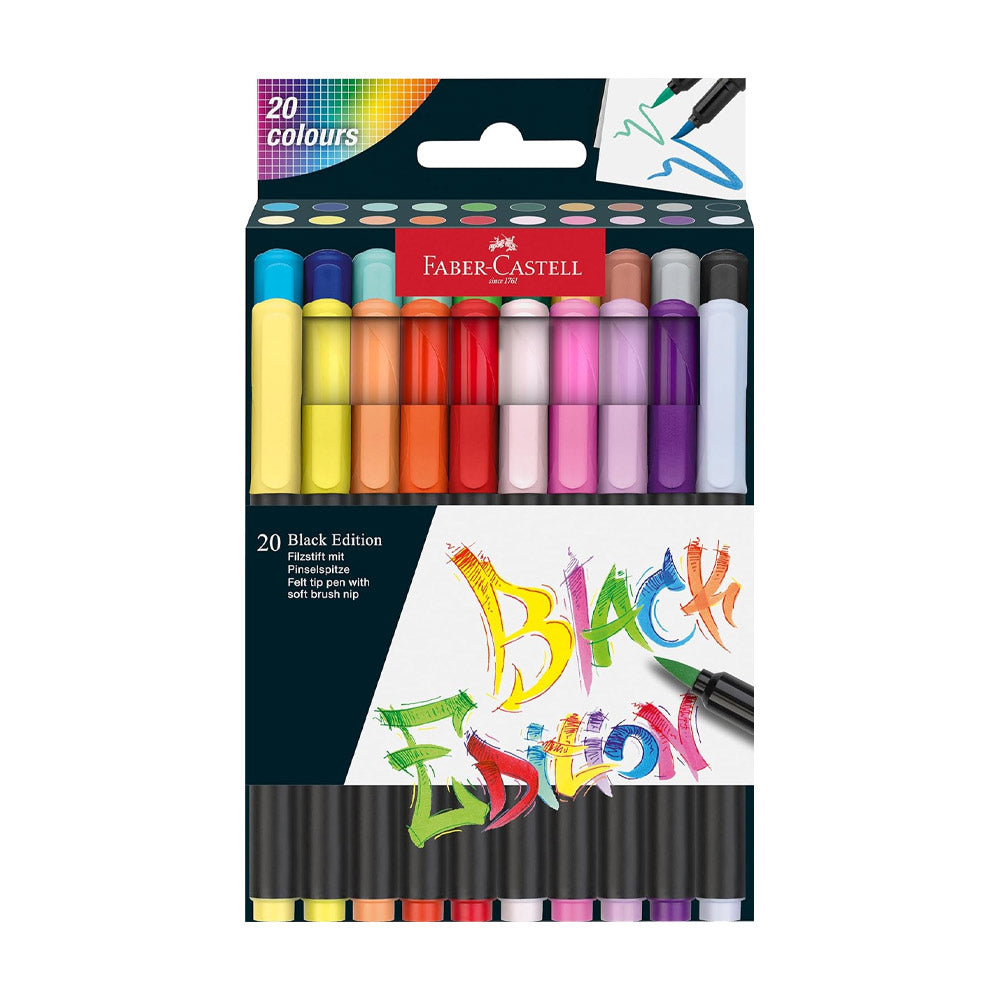 Marcador Feltro Faber Castell Black Edition Ponta Pincel 20x
