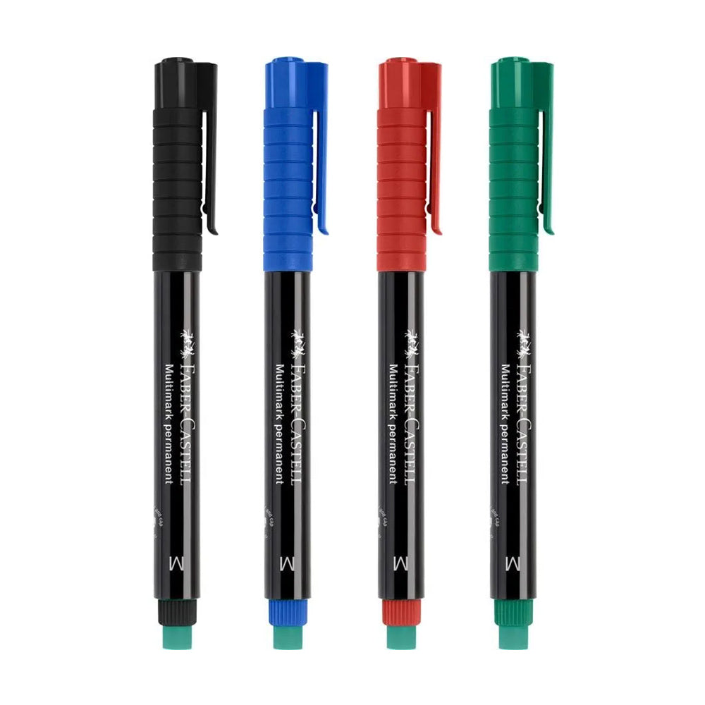 Marcador Permanente Médio Faber-Castell 0,9mm 4 Cores 4un
