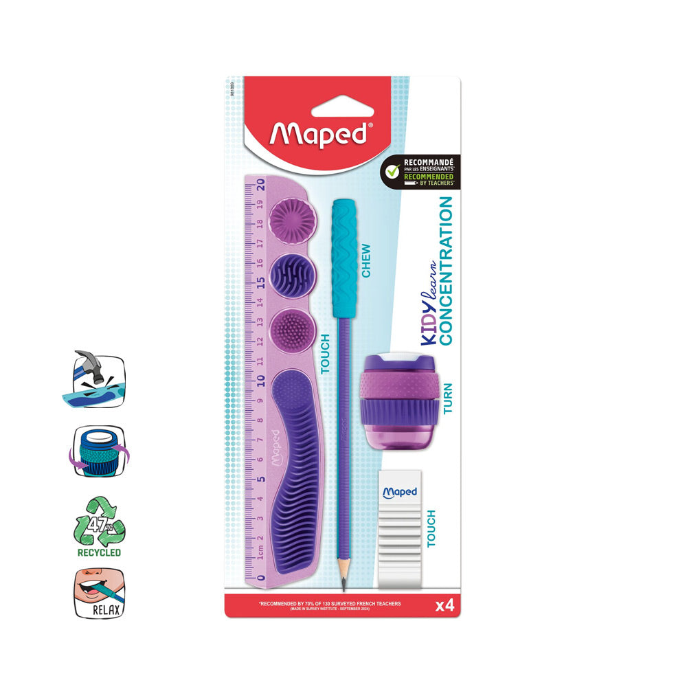 Conjunto Escolar Kidy Learn Concentration 4 Peças Roxo