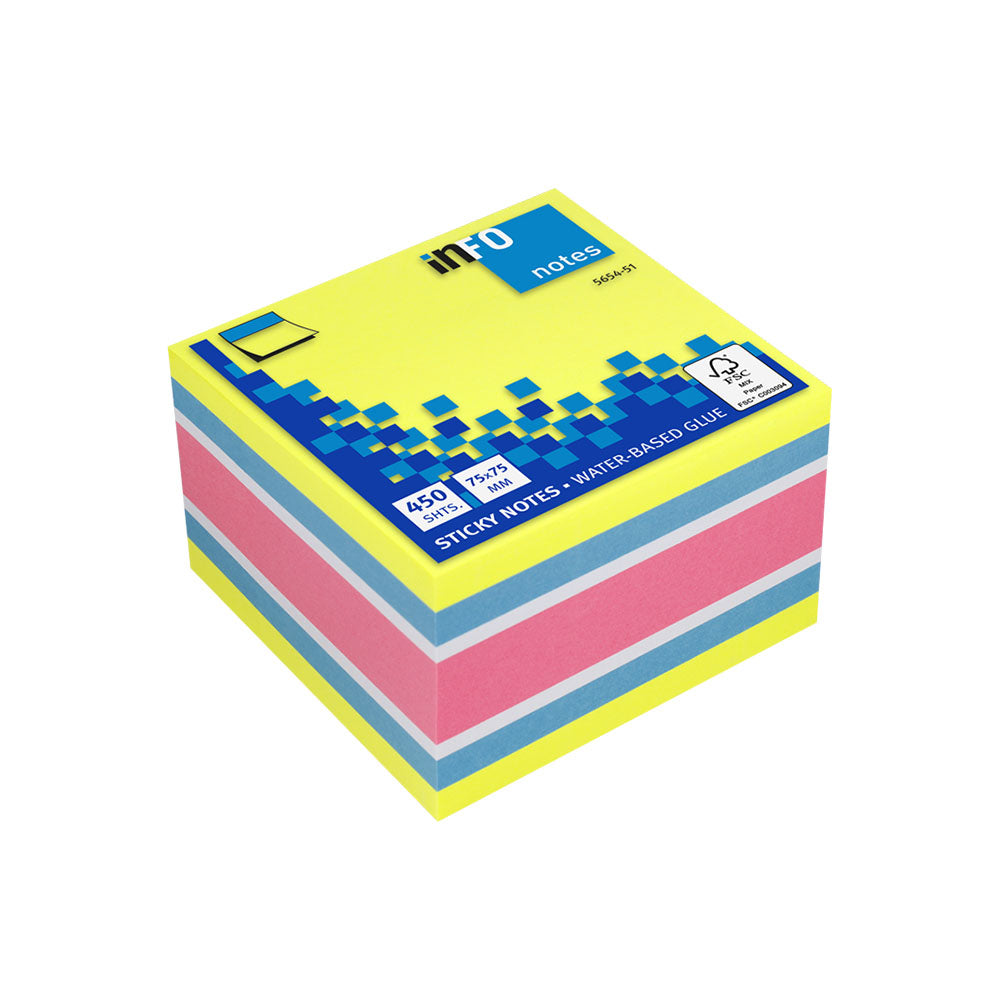 Bloco Notas Aderentes 075x075mm 4 Cores Cubo 450 Folhas