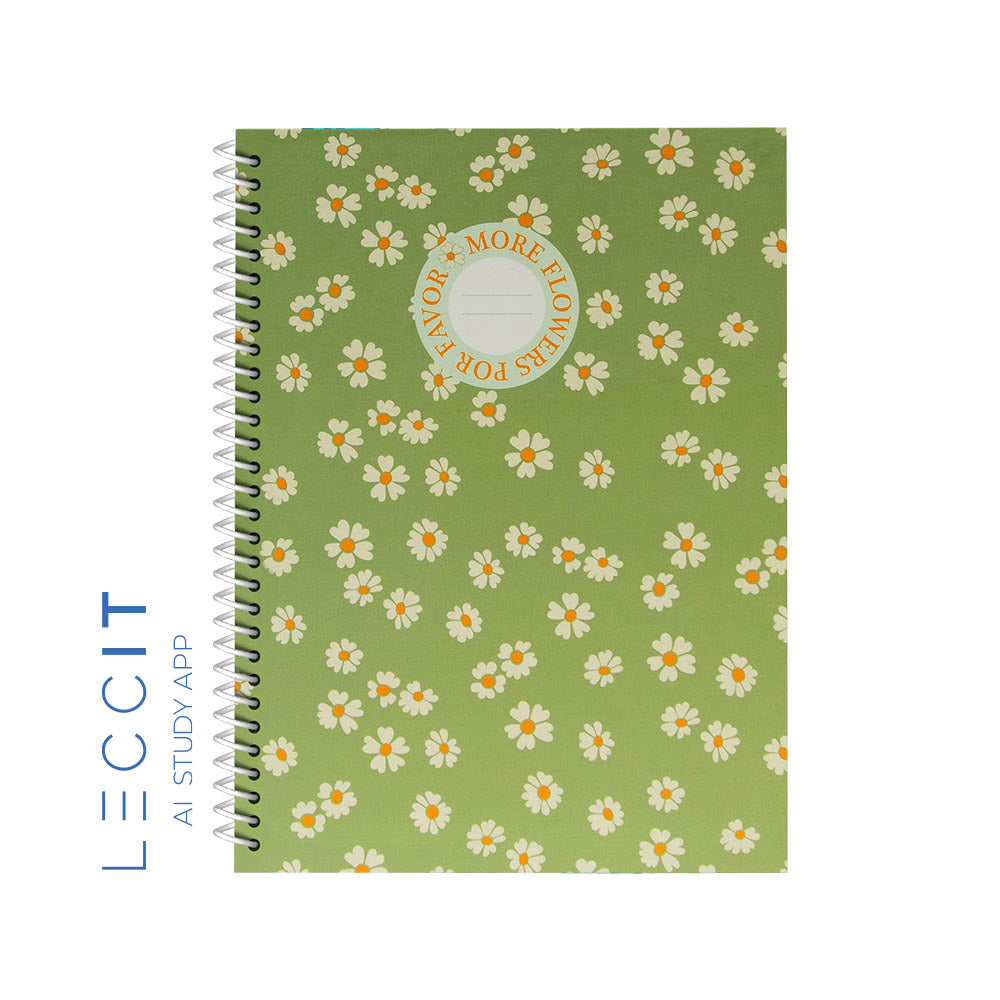Caderno Espiral A4 Pautado FLOWERS Verde 80Fls 1un