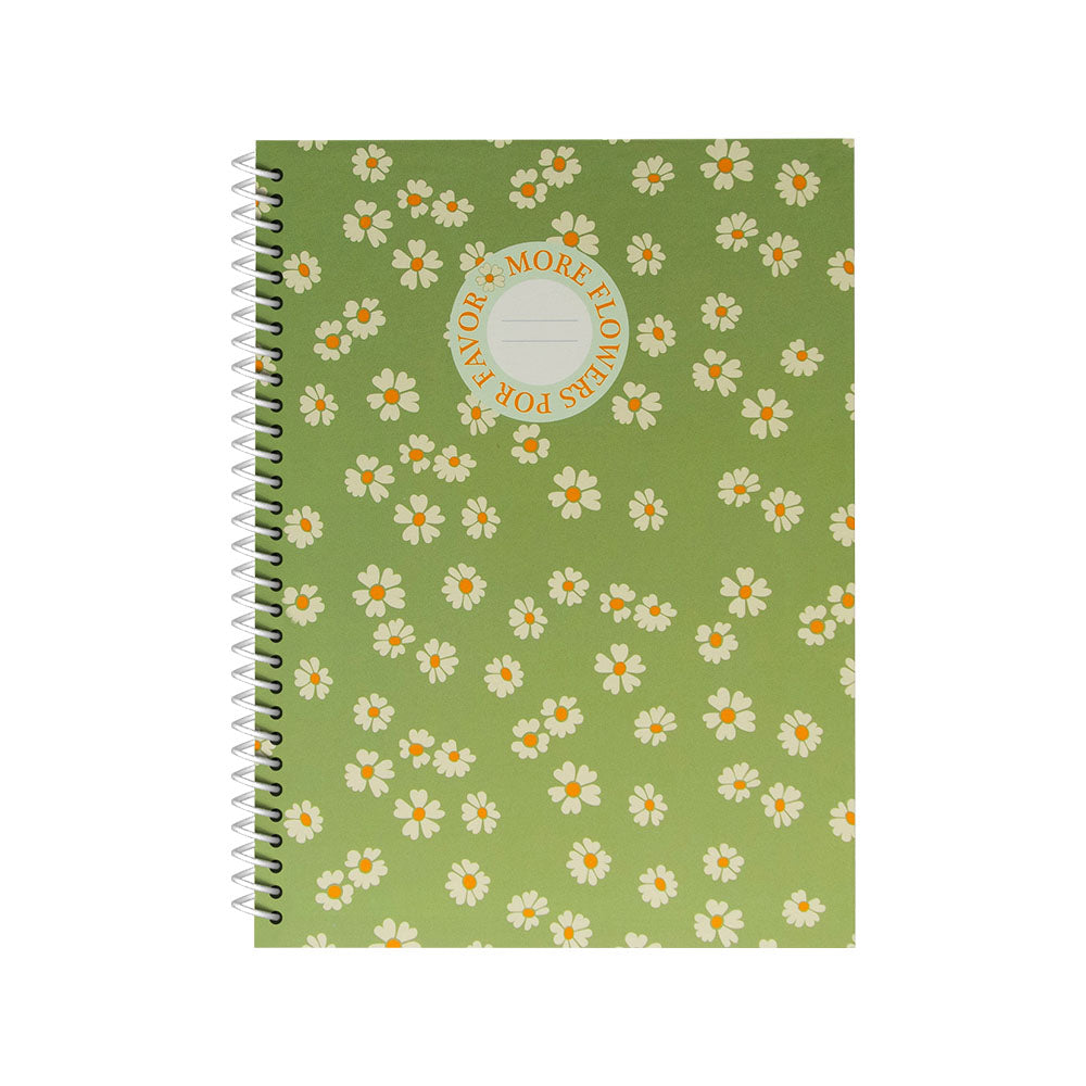 Caderno Espiral A4 Quadriculado FLOWERS Verde 80Fls 1un