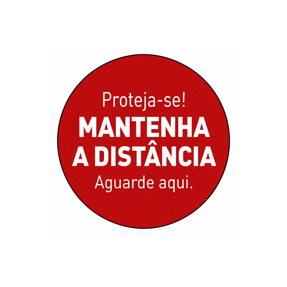 Sinalética MANTENHA A DISTÂNCIA Vinil Portas 347x347mm