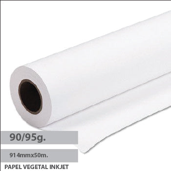 Papel Vegetal InkJet 90/95gr 914mmx50mtsx50 Pack 1 Rolo