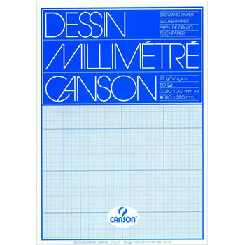 Papel Milimétrico 90g A4 Canson 50 Folhas