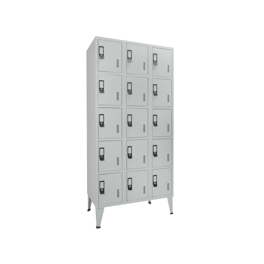 Cacifos Metálicos Triplo 15 Cacifos 900x500x1900mm Cinza