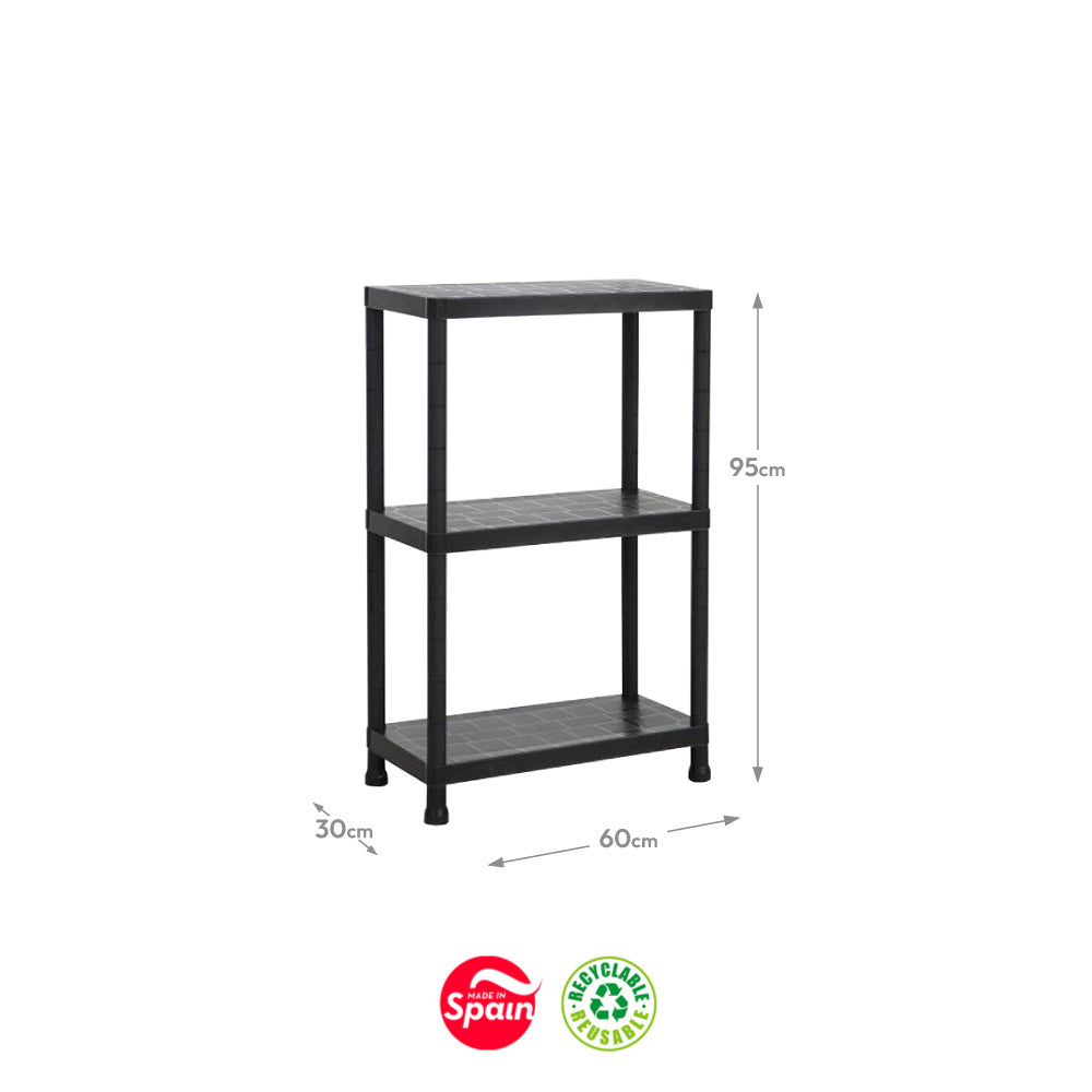 Estante 3 Prateleiras Stack 60x30x95cm Preto
