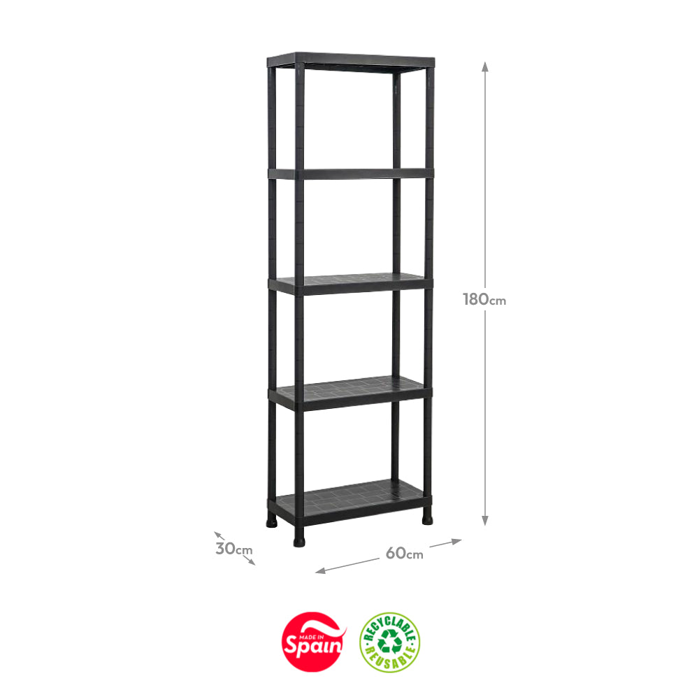 Estante 5 Prateleiras Stack 60x30x180cm Preto