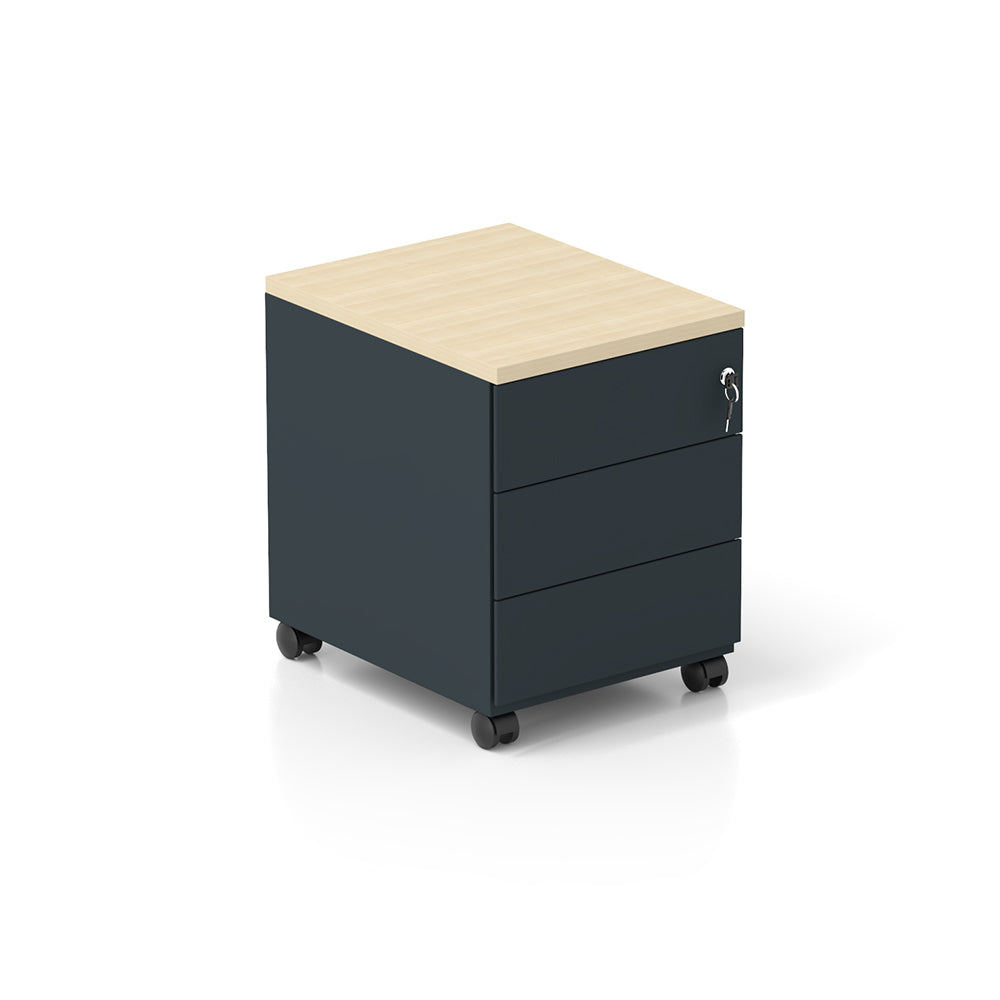 Bloco Rodado 3 Gavetas c/Rodas 330x550x575mm Cinza/Carvalho