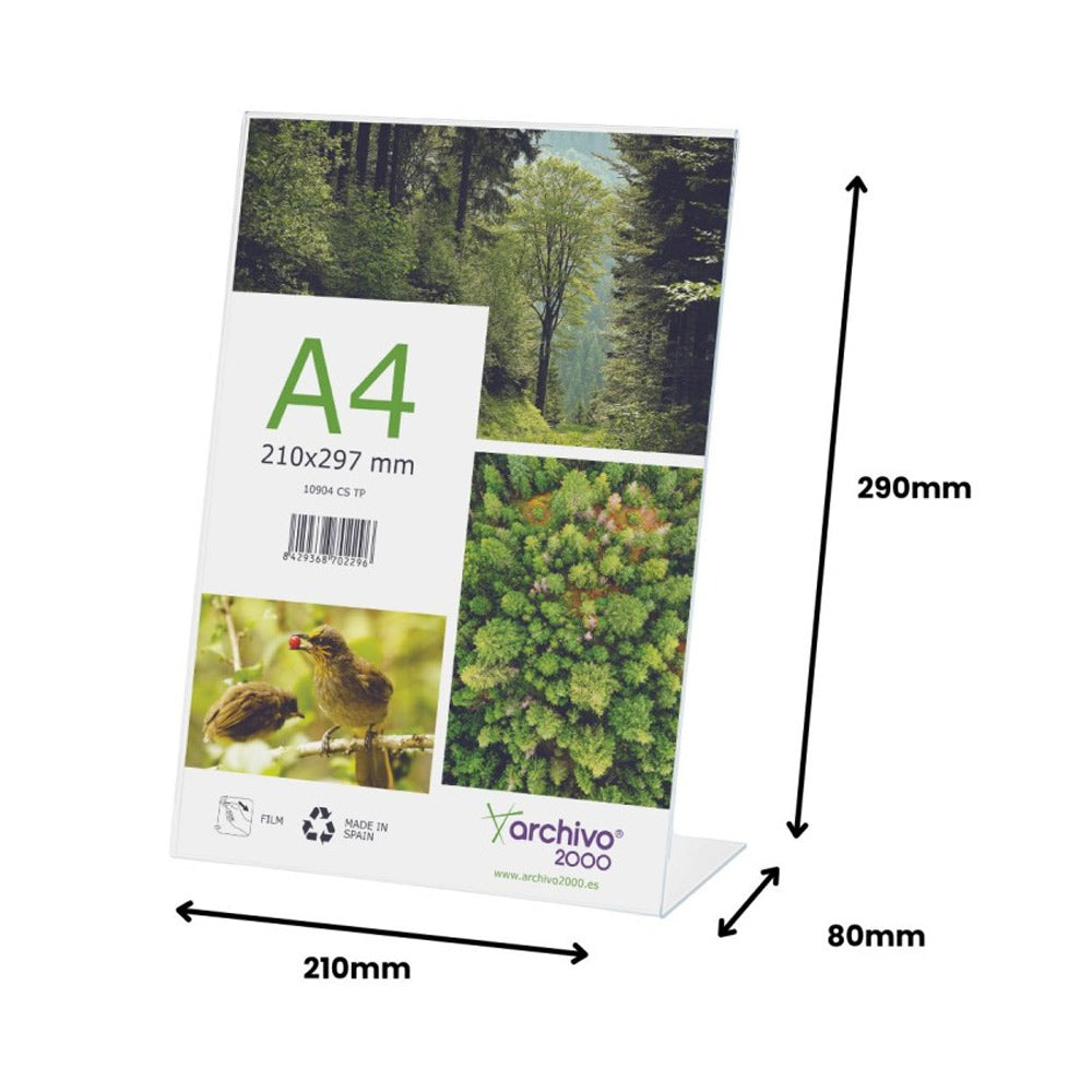 Expositor Mesa 080x210x290mm A4 em L Vertical