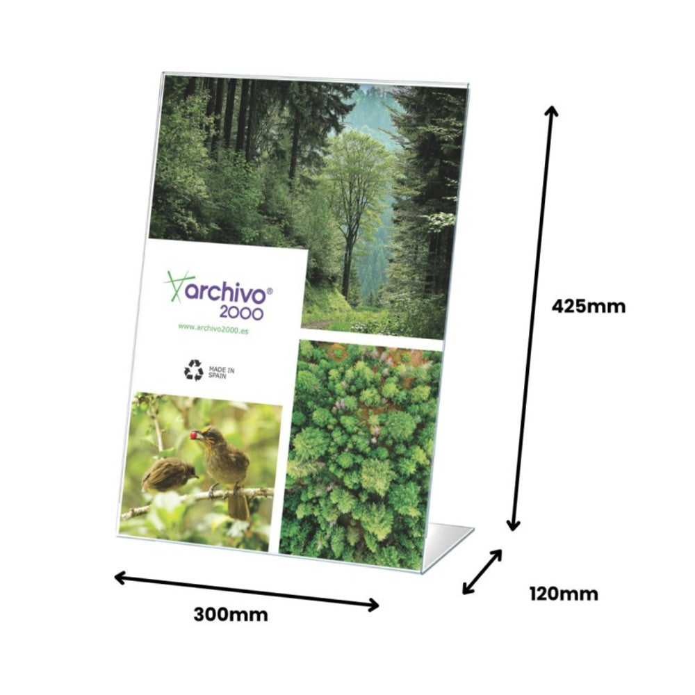 Expositor Mesa 120x300x425mm A3 em L Vertical
