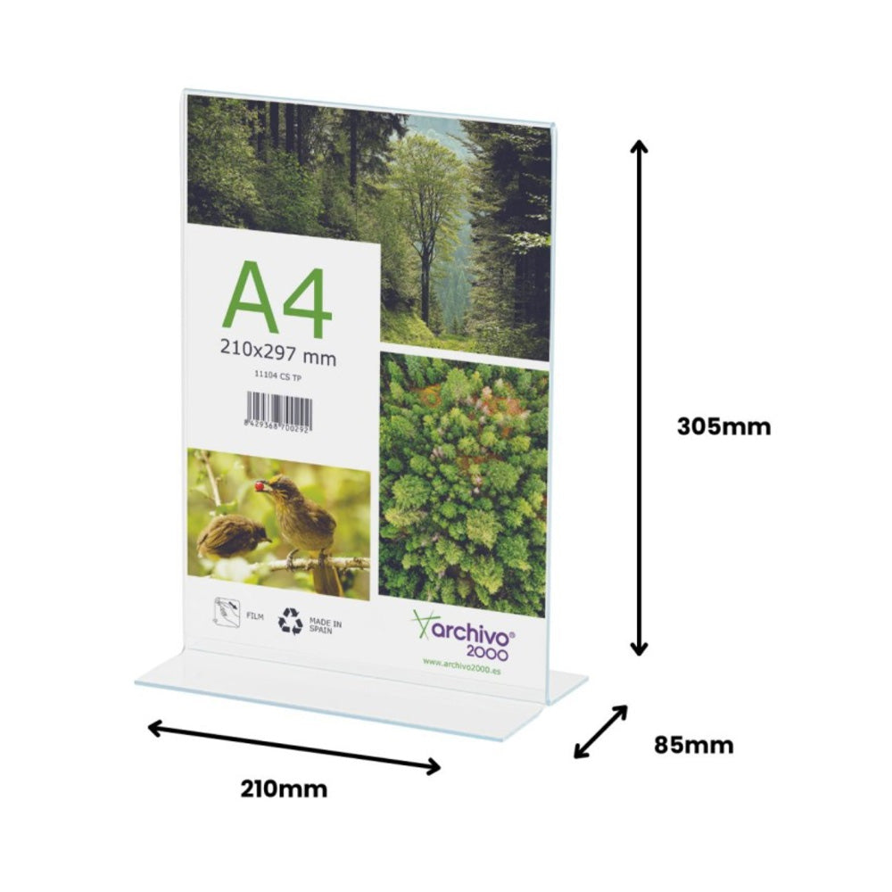 Expositor Mesa 085x210x305mm A4 em T Vertical