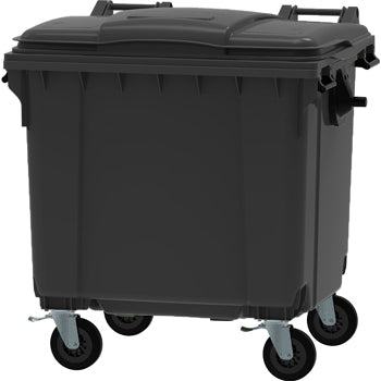 Contentor 1100L Polietileno DIN 4 Rodas c/Tampa Cinza