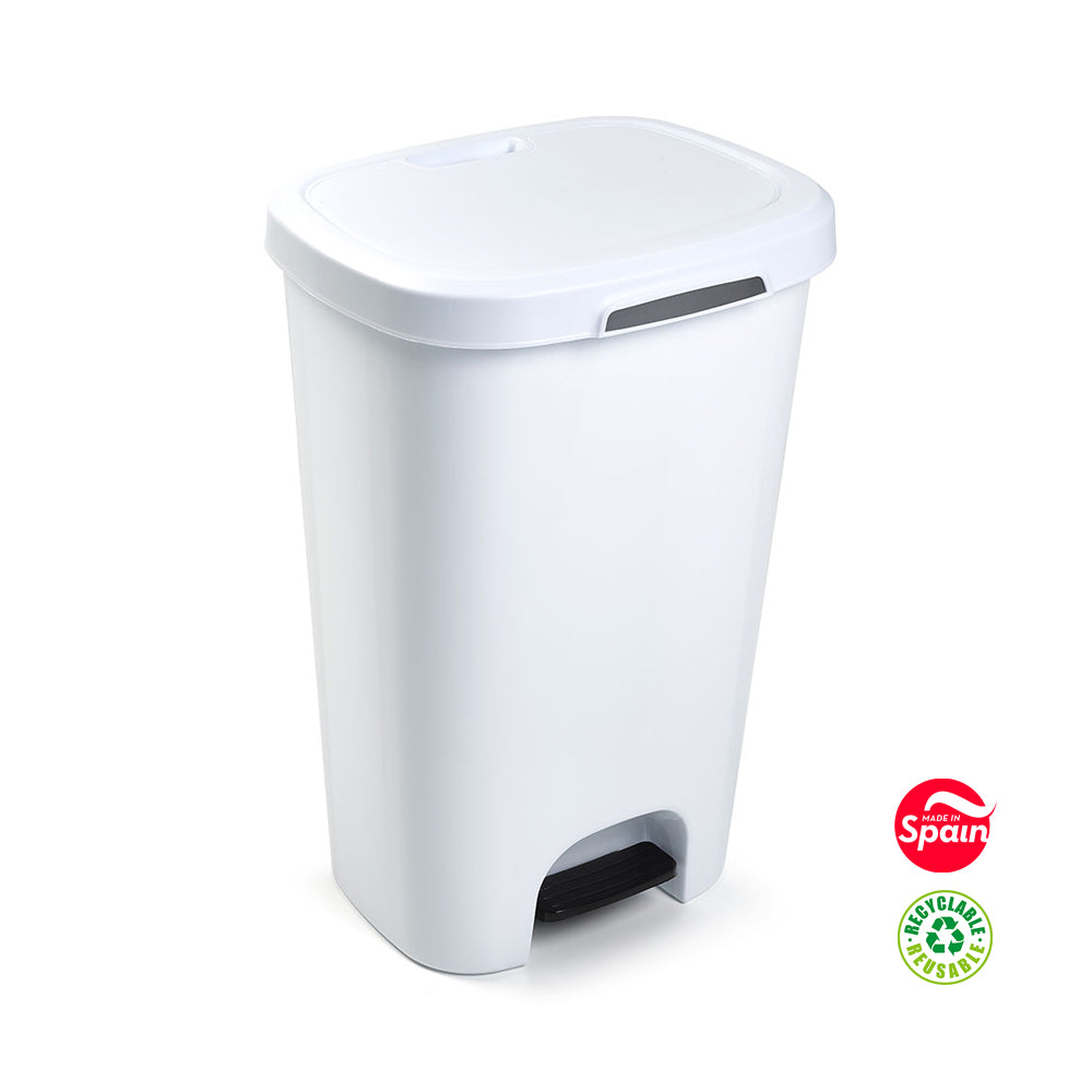 Contentor 50L Plástico Branco com Pedal
