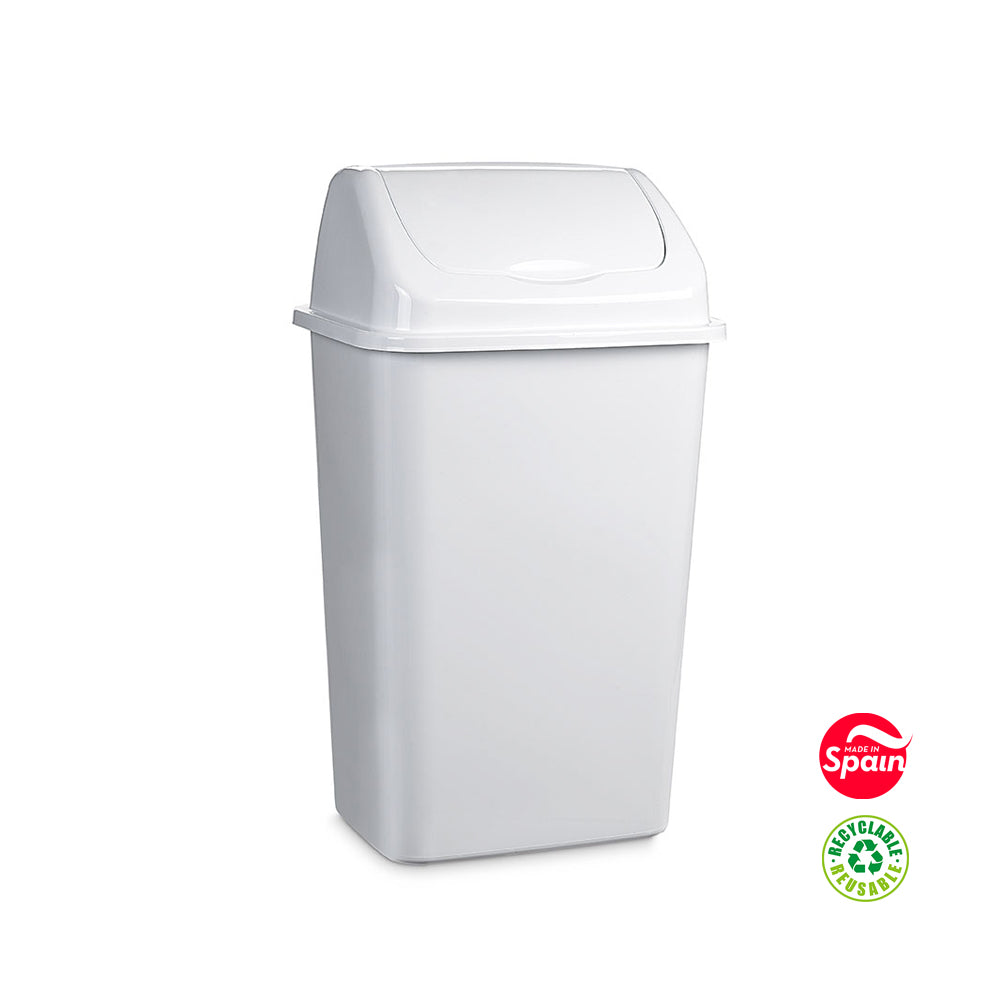 Contentor 30L Plástico Tampa Basculante Branco