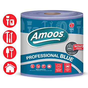 Rolo Toalhas Mão 133mx23,4cm 2Fls AMOOS Prof Azul 1un