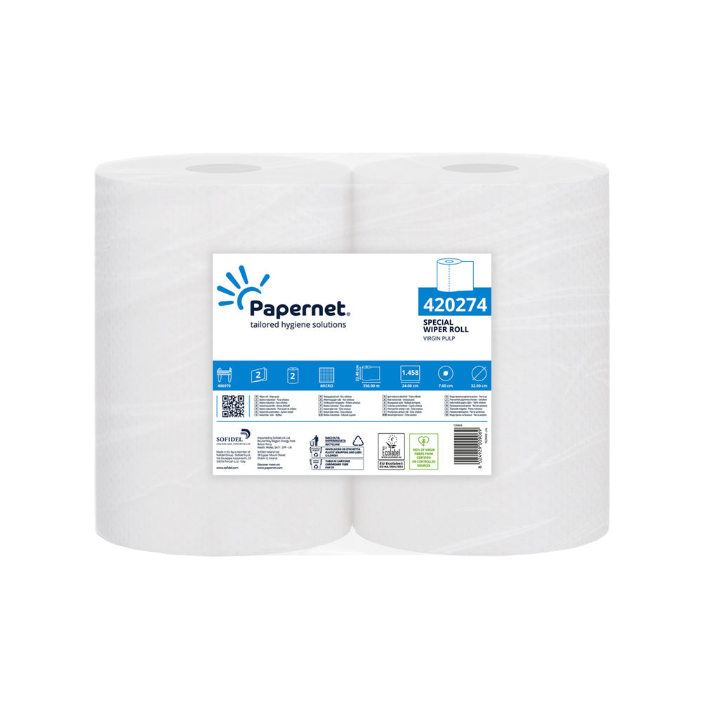 Rolo Industrial 350mx22,4cm 35g 2Fls PAPERNET Picotado 2un