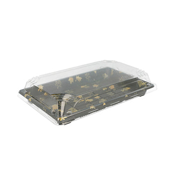 Caixa Plástico Sushi c/ Tampa 22x14x4cm Preto 50un