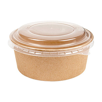 Saladeiras 750ml Cartão Redondo Cor Kraft com Tampa PET 25un