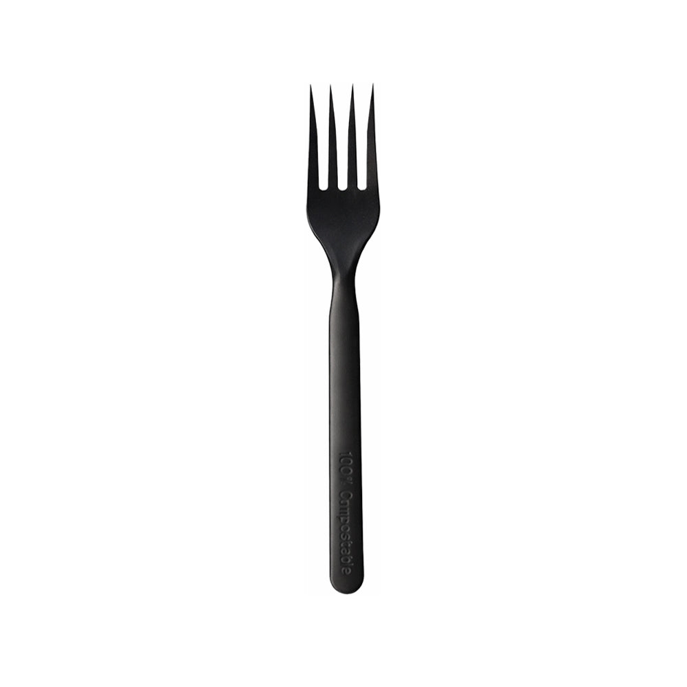 Garfos C-PLA Reutilizáveis 17cm Preto 50un