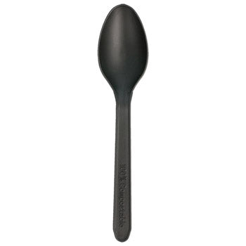 Colheres Sobremesa C-PLA Reutilizáveis 12,5cm Preto 100un