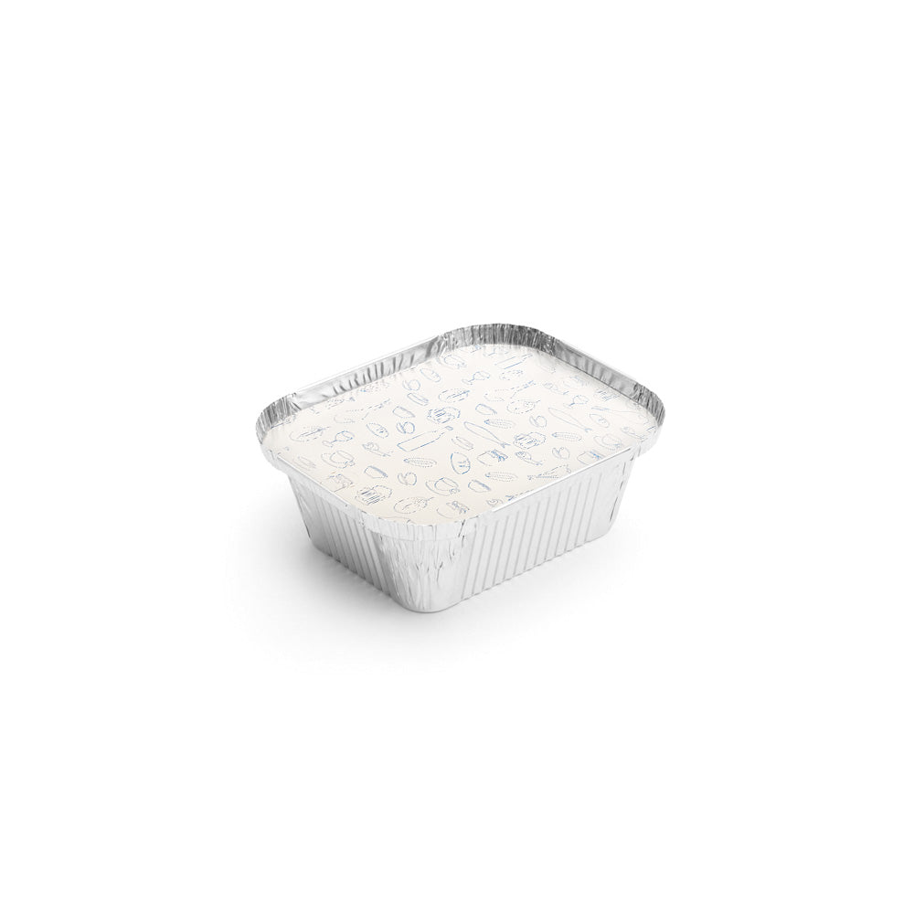 Embalagem Alimentar Alumínio 0450ml Retangular c/Tampa 100un