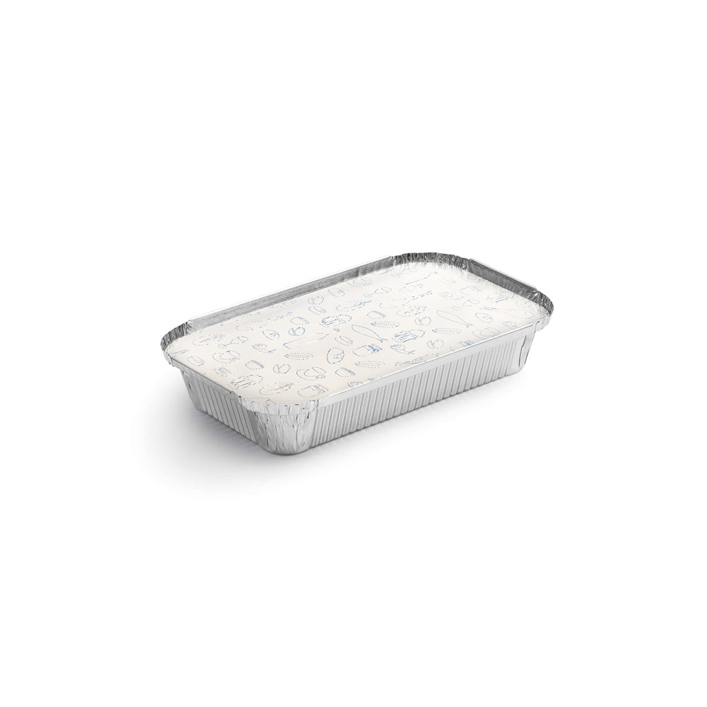 Embalagem Alimentar Alumínio 0600ml Retangular c/Tampa 100un
