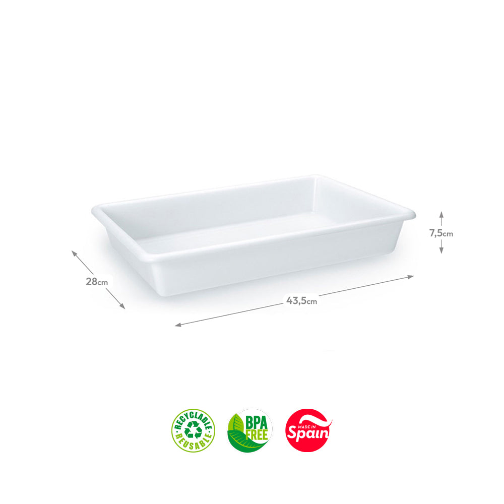 Tabuleiro Hotelaria 43,5x28x7,5cm 9L Branco