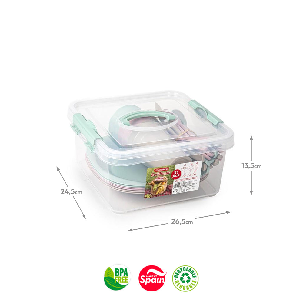 Conjunto Piquenique 31 Peças Reutilizavel Sortido 5L