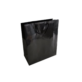 Saco 24x10x31cm Papel Couché 200g c/Asas Cordão Preto 1un