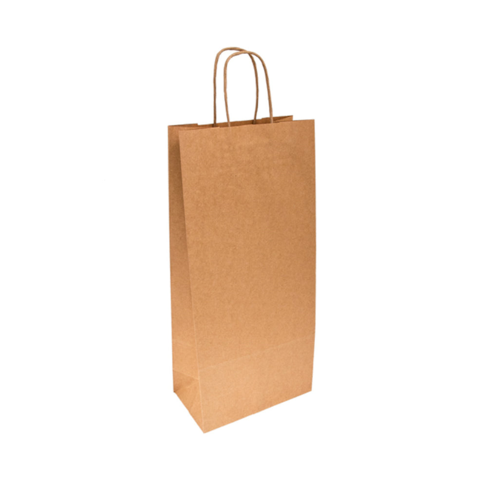 Saco 18x10x39cm 2 Garrafas Papel 100g c/Asas Kraft 1un