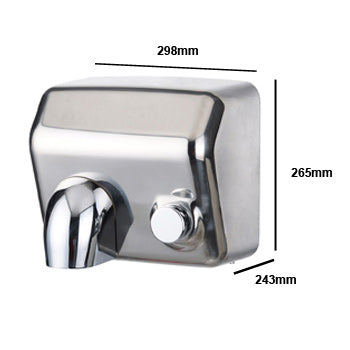 Secador de Mãos Elétrico com Botão 2300W PW-250A Aço