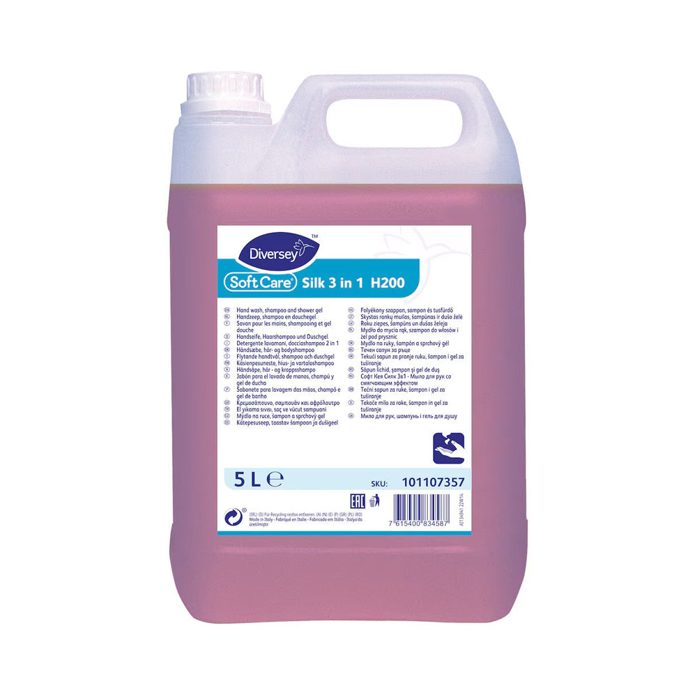 Gel de Banho Sabonete e Champô Soft Care Silk 3 em 1 H200 5L
