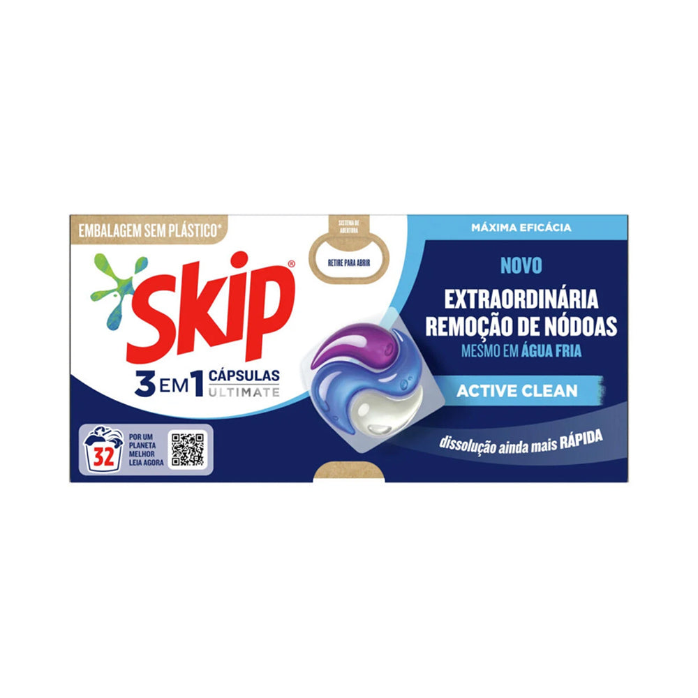 Detergente Cápsulas Máquina Roupa Skip Active Clean 32un