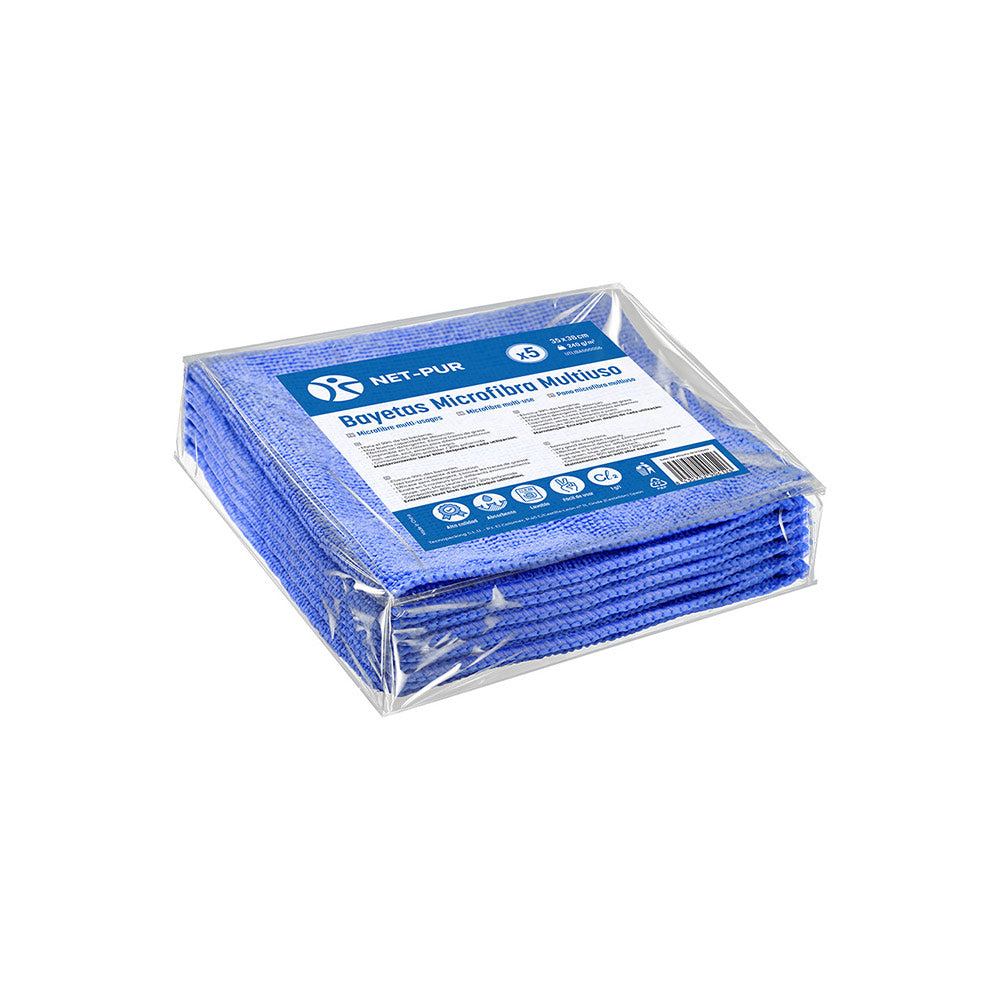 Pano Microfibra 35x38cm 240g Terry Azul Pack 5un