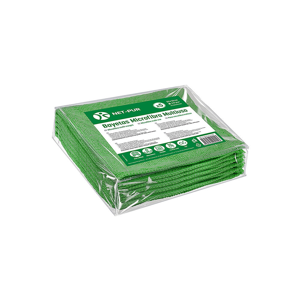 Pano Microfibra 35x38cm 240g Terry Verde Pack 5un