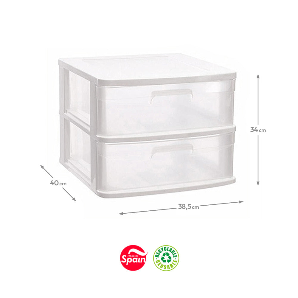 Bloco 2 Gavetas Plástico Sena 38,5x40x34cm Branco