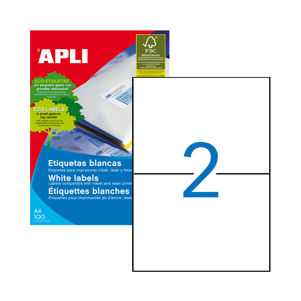 Etiquetas 210x148mm 100Fls A4 Apli 200un