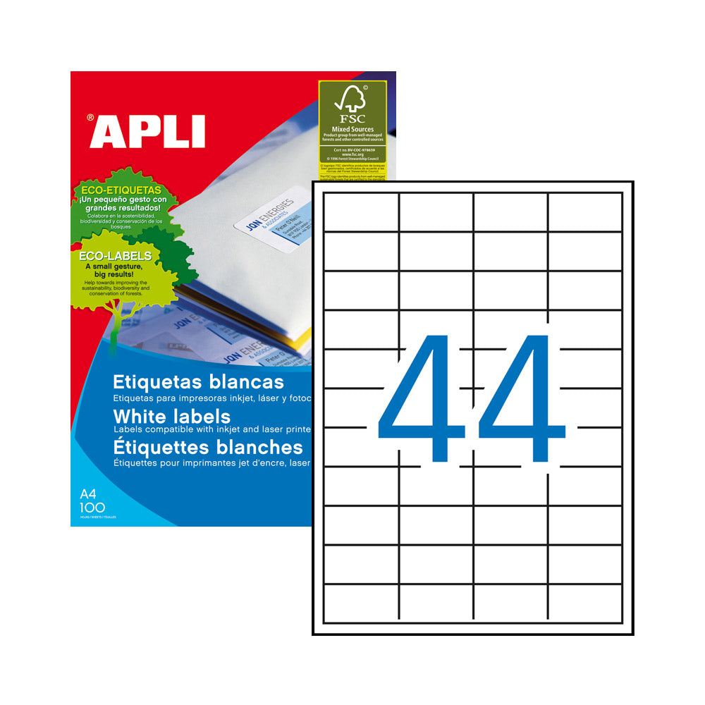 Etiquetas 048,5x024,4mm 100Fls 01285 Apli 4400un