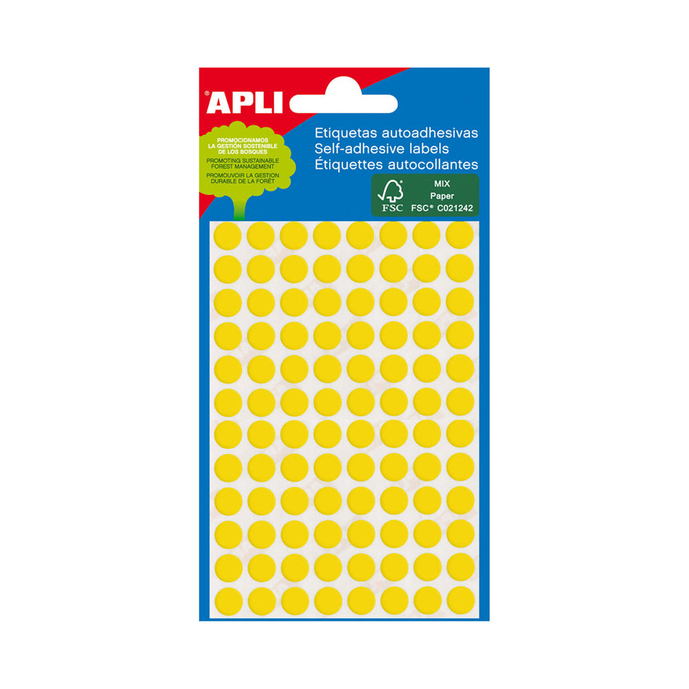Etiquetas Redondas 08mm Amarelo Apli 288un