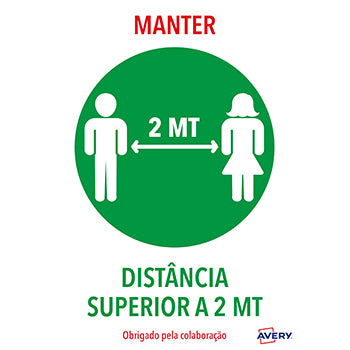 Sinalética Manter Distância Adesivo A4 2un